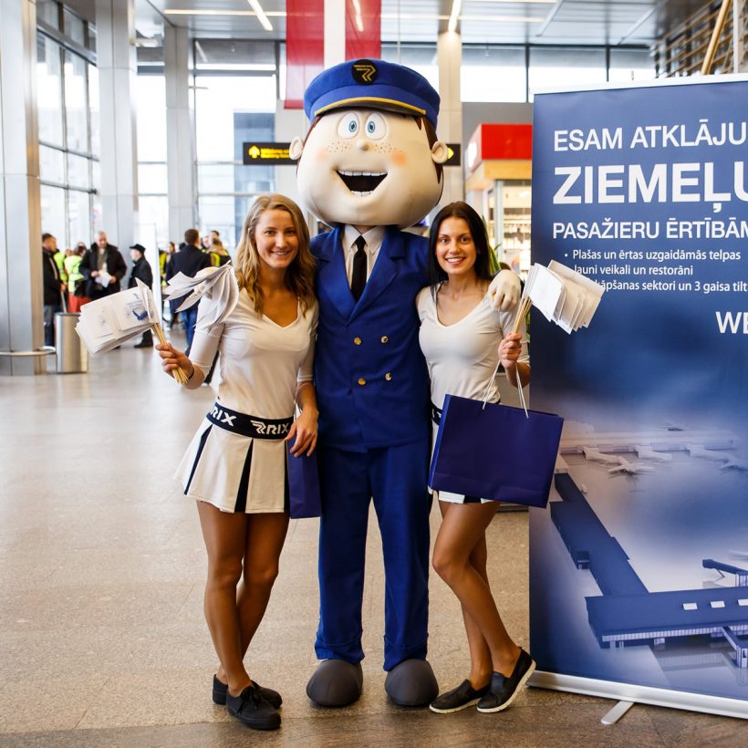 Riga airport mascot: pilot costume