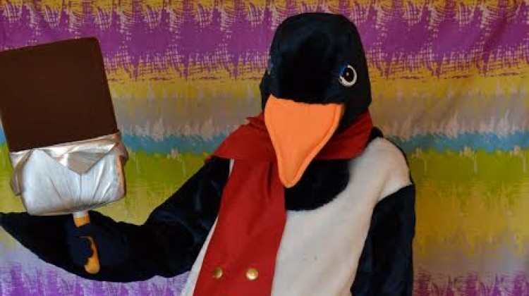 Mascot: Costume of a Penguin with Ice-Cream