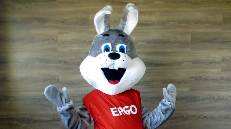 ERGO’s mascot: Grey hare costume