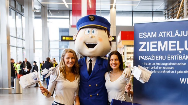 Riga airport mascot: pilot costume